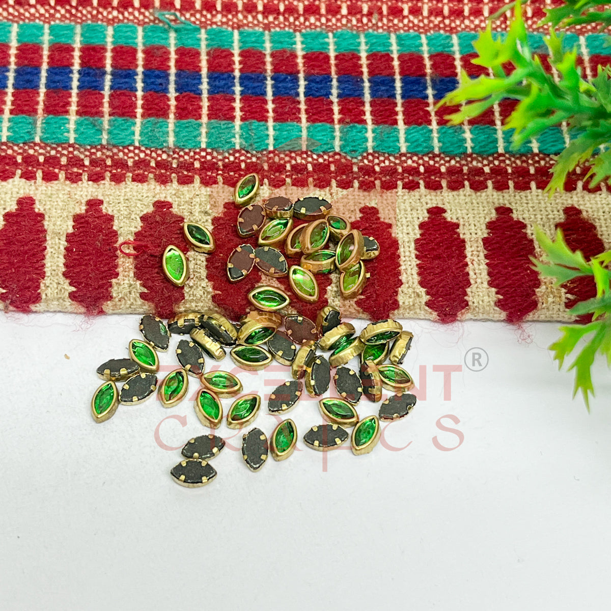 3x6mm Eye Shape Glass Kundan Stones-100 Pcs