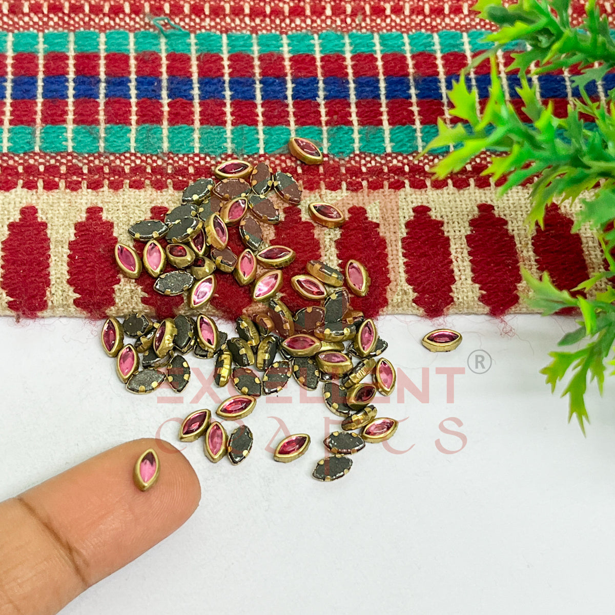 3x6mm Eye Shape Glass Kundan Stones-100 Pcs