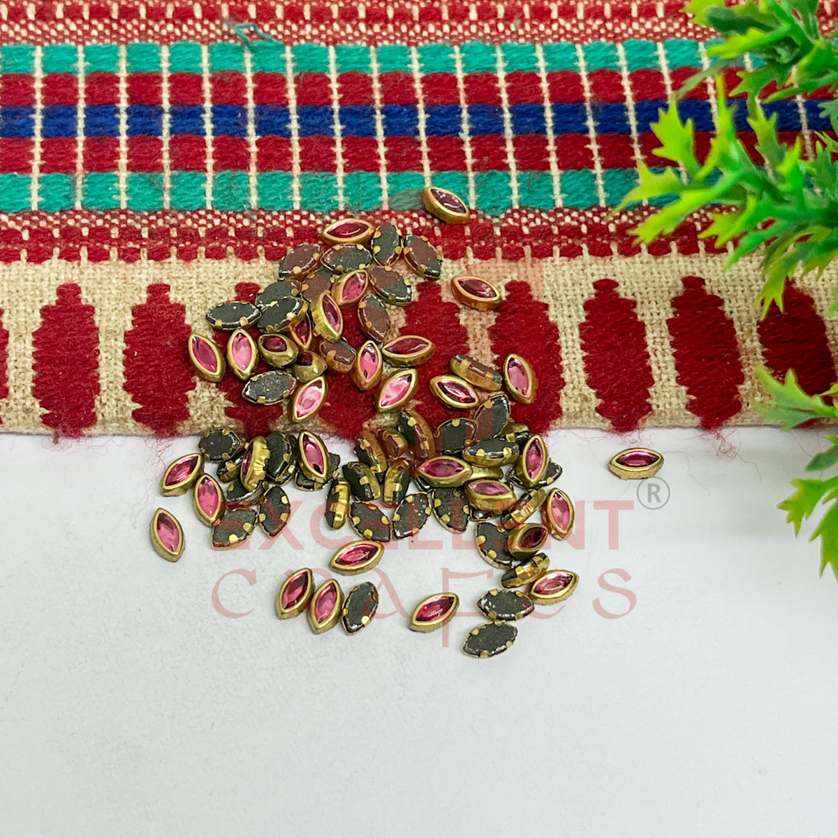3x6mm Eye Shape Glass Kundan Stones-100 Pcs