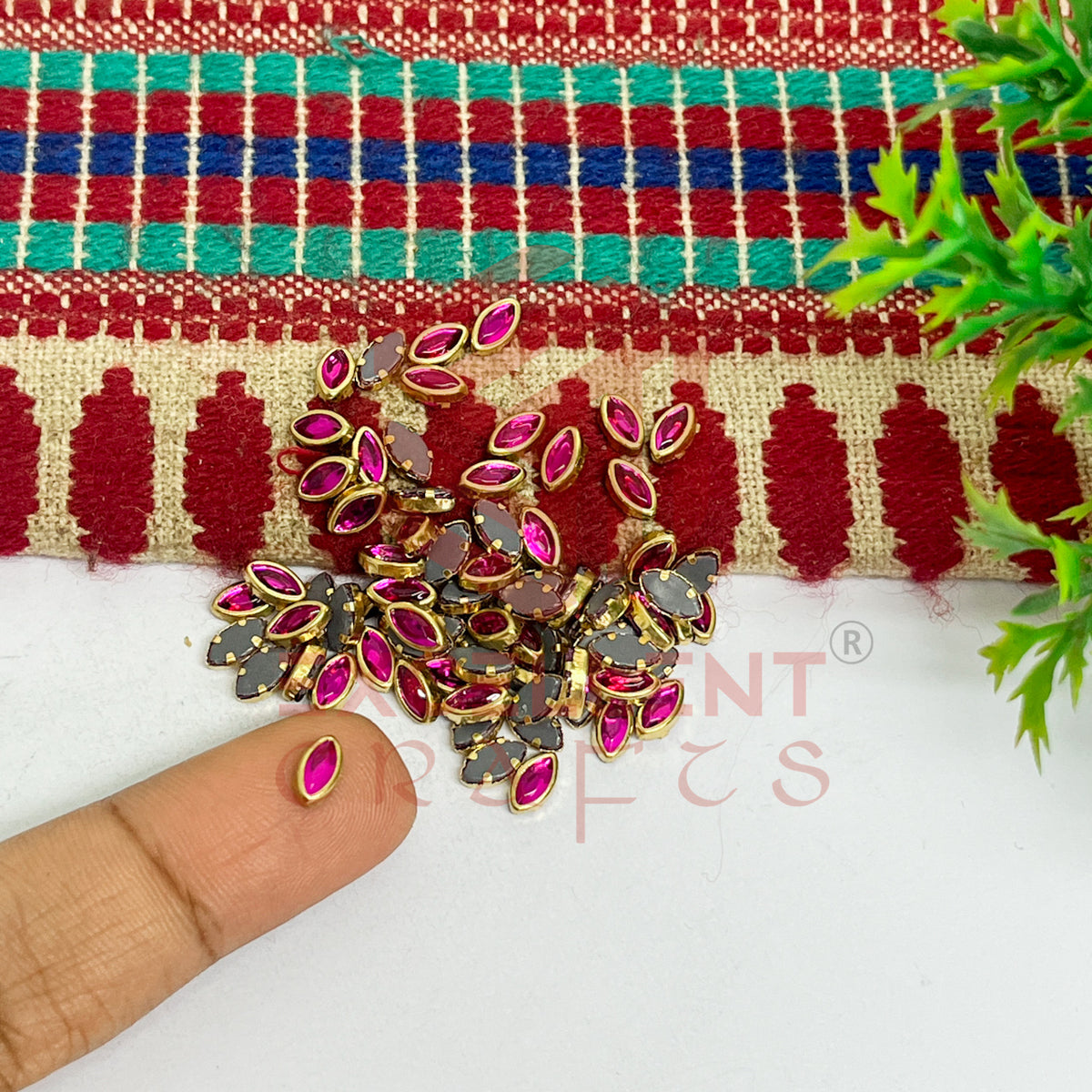 3x6mm Eye Shape Glass Kundan Stones-100 Pcs