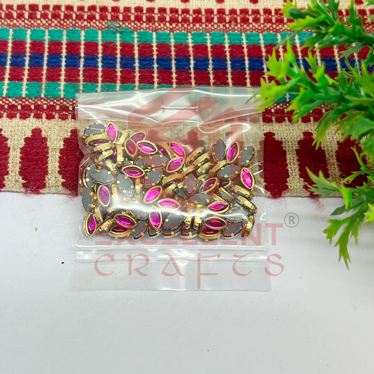3x6mm Eye Shape Glass Kundan Stones-100 Pcs