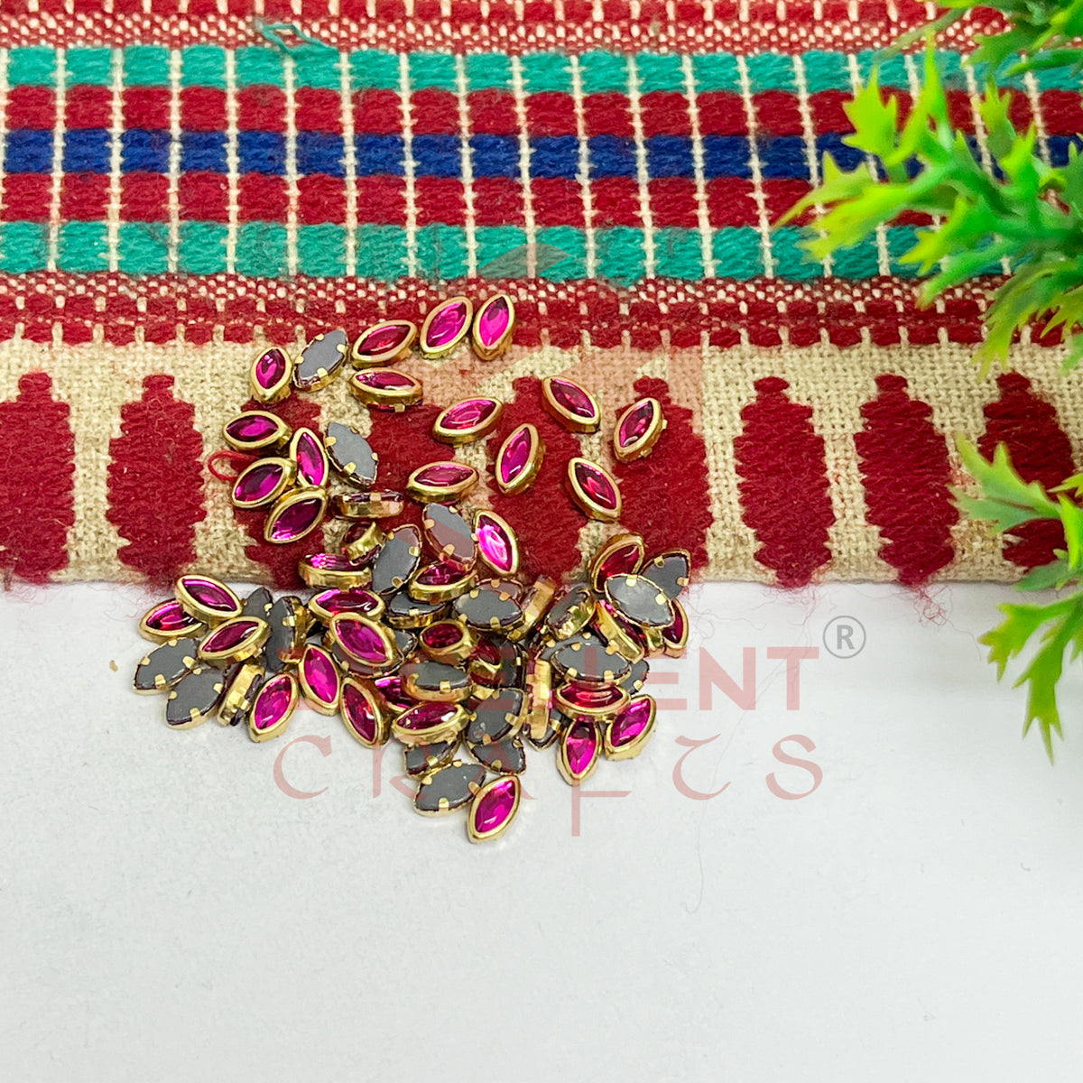 3x6mm Eye Shape Glass Kundan Stones-100 Pcs