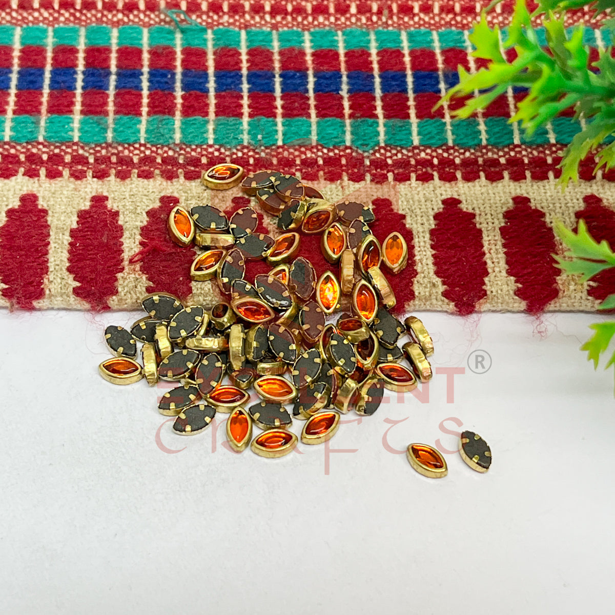 3x6mm Eye Shape Glass Kundan Stones-100 Pcs