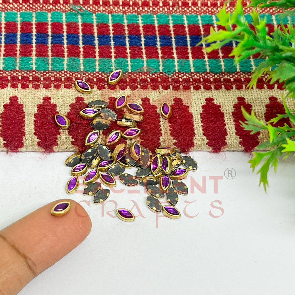 3x6mm Eye Shape Glass Kundan Stones-100 Pcs