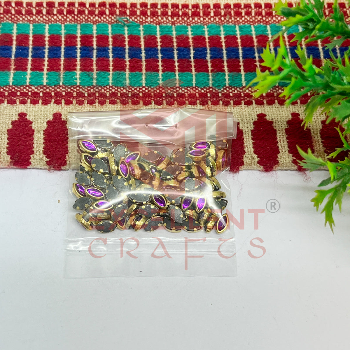 3x6mm Eye Shape Glass Kundan Stones-100 Pcs
