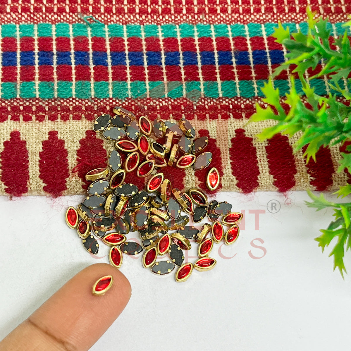 3x6mm Eye Shape Glass Kundan Stones-100 Pcs