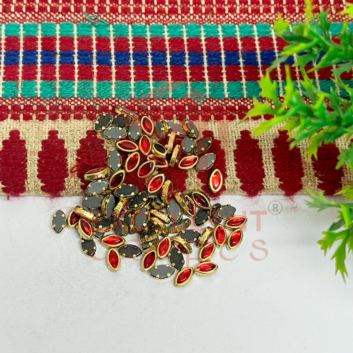3x6mm Eye Shape Glass Kundan Stones-100 Pcs