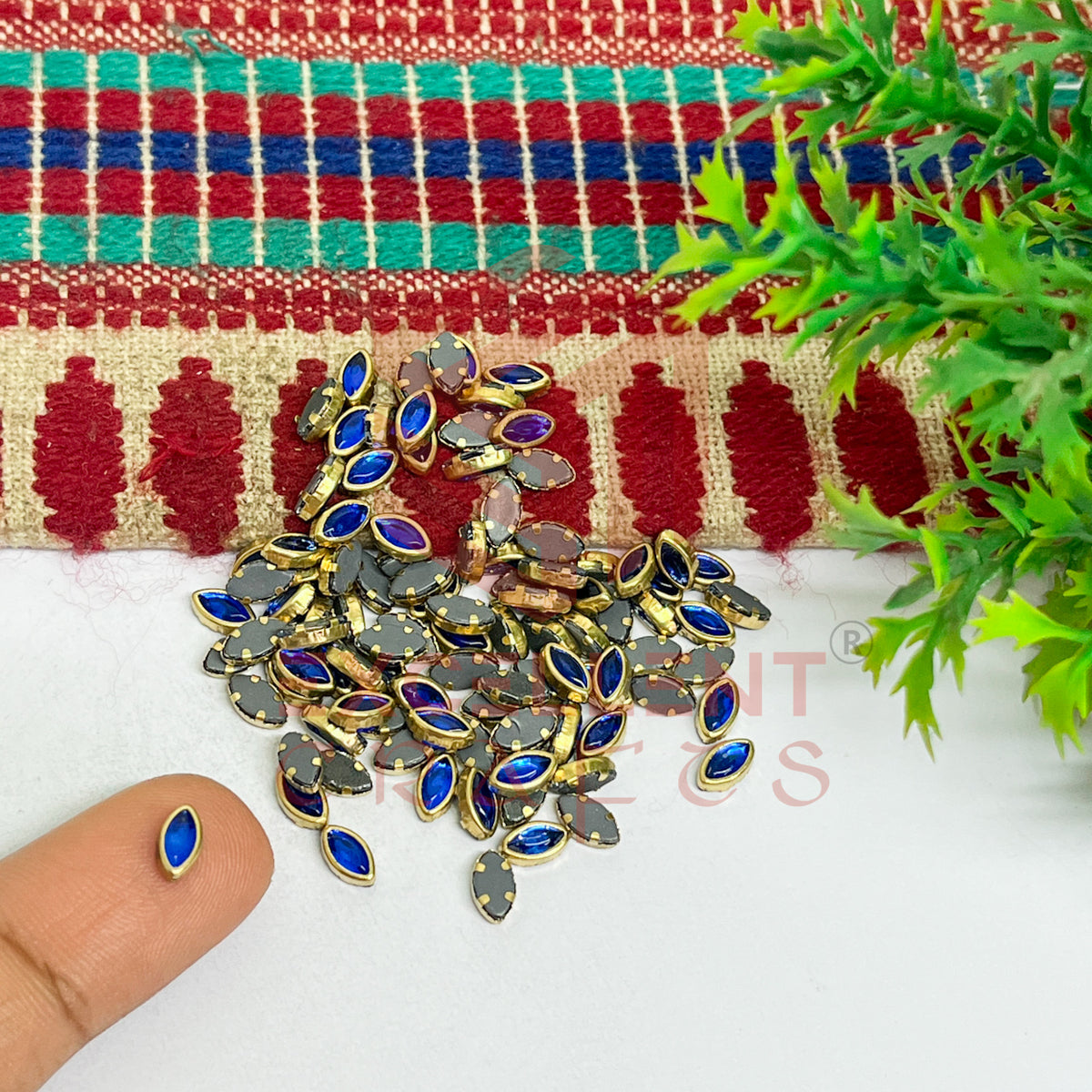 3x6mm Eye Shape Glass Kundan Stones-100 Pcs