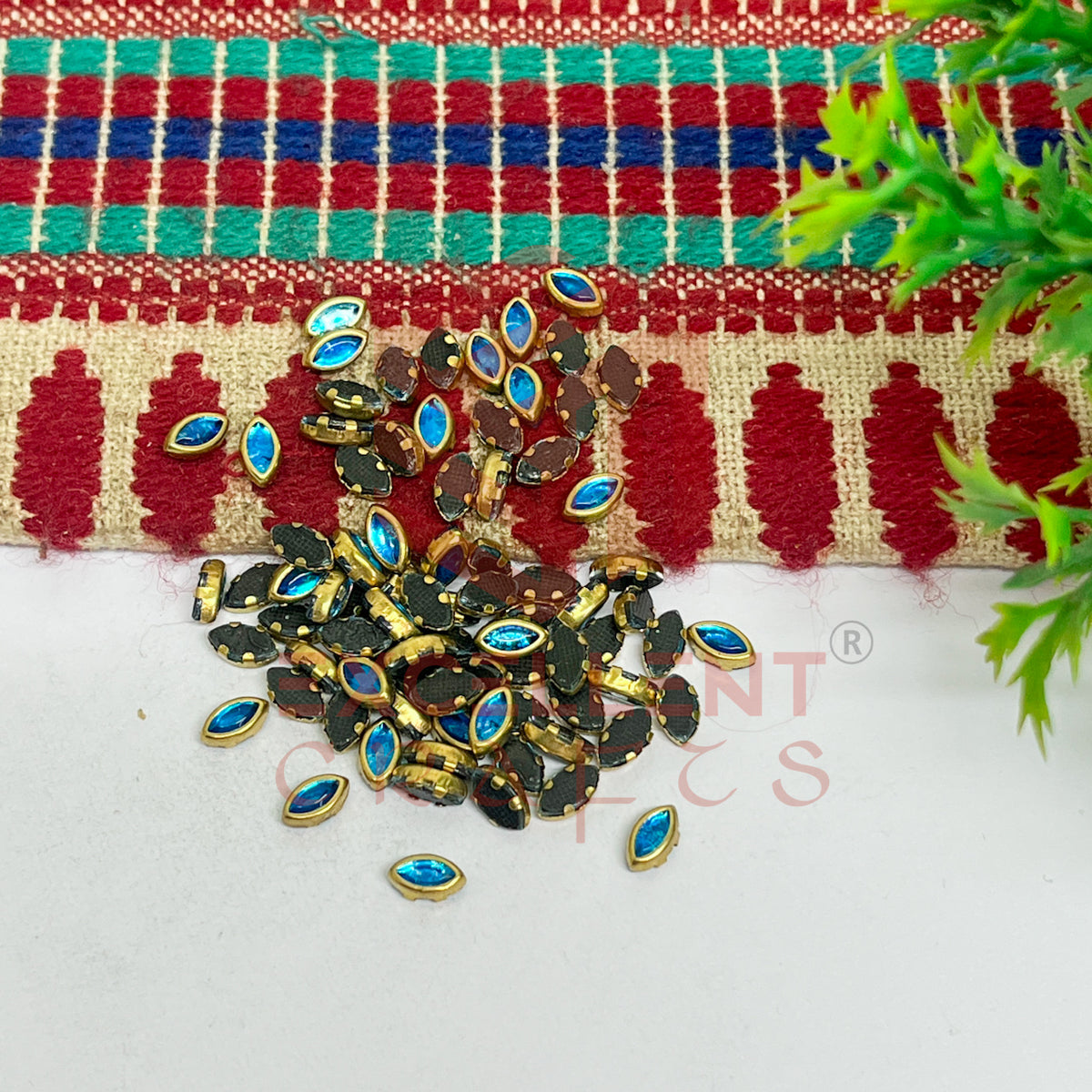 3x6mm Eye Shape Glass Kundan Stones-100 Pcs