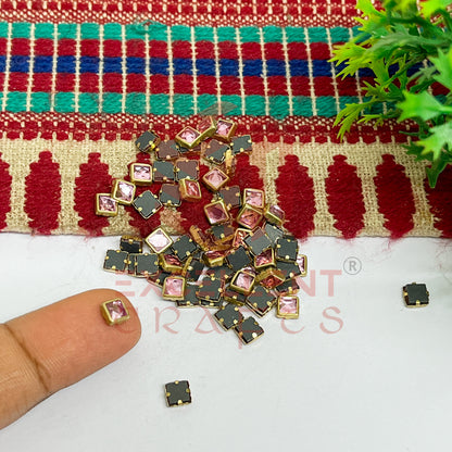 4x4mm Square Shape Glass Kundan Stones-100 Pcs