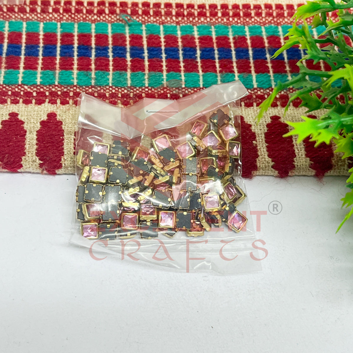 4x4mm Square Shape Glass Kundan Stones-100 Pcs