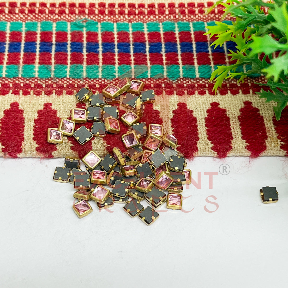 4x4mm Square Shape Glass Kundan Stones-100 Pcs