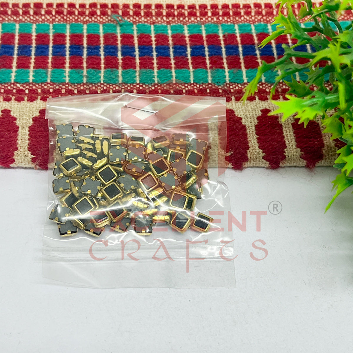 4x4mm Square Shape Glass Kundan Stones-100 Pcs