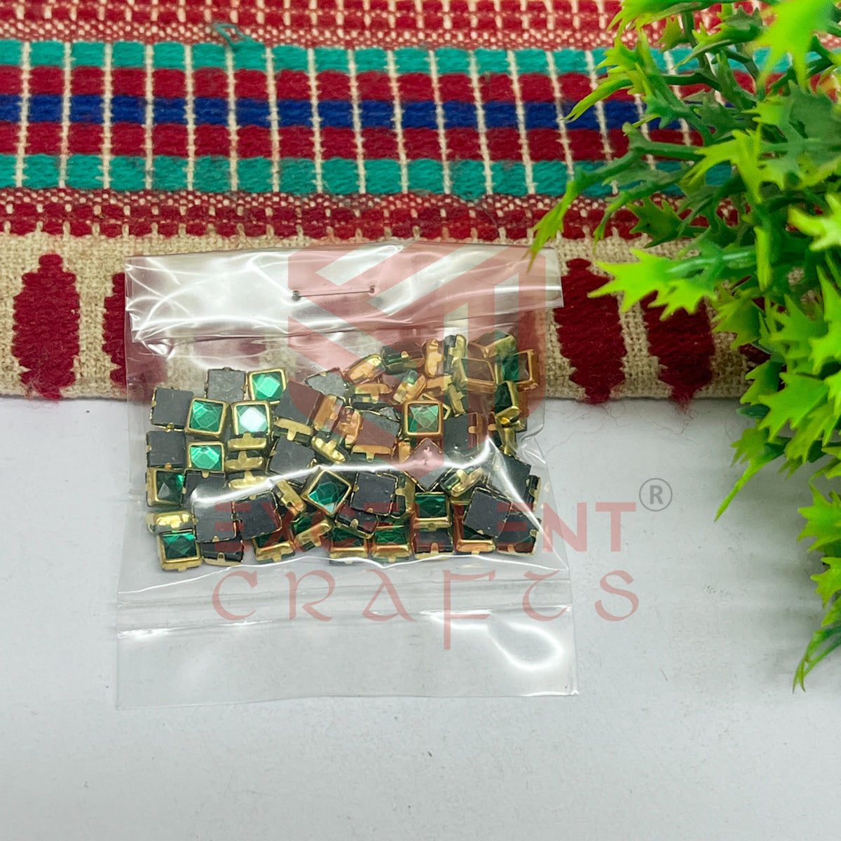 4x4mm Square Shape Glass Kundan Stones-100 Pcs