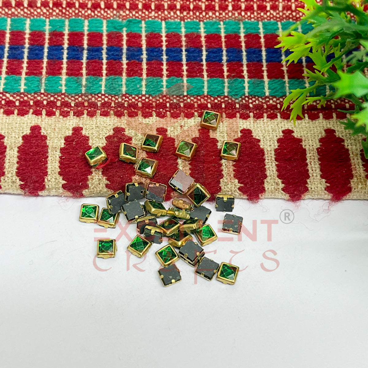 4x4mm Square Shape Glass Kundan Stones-100 Pcs
