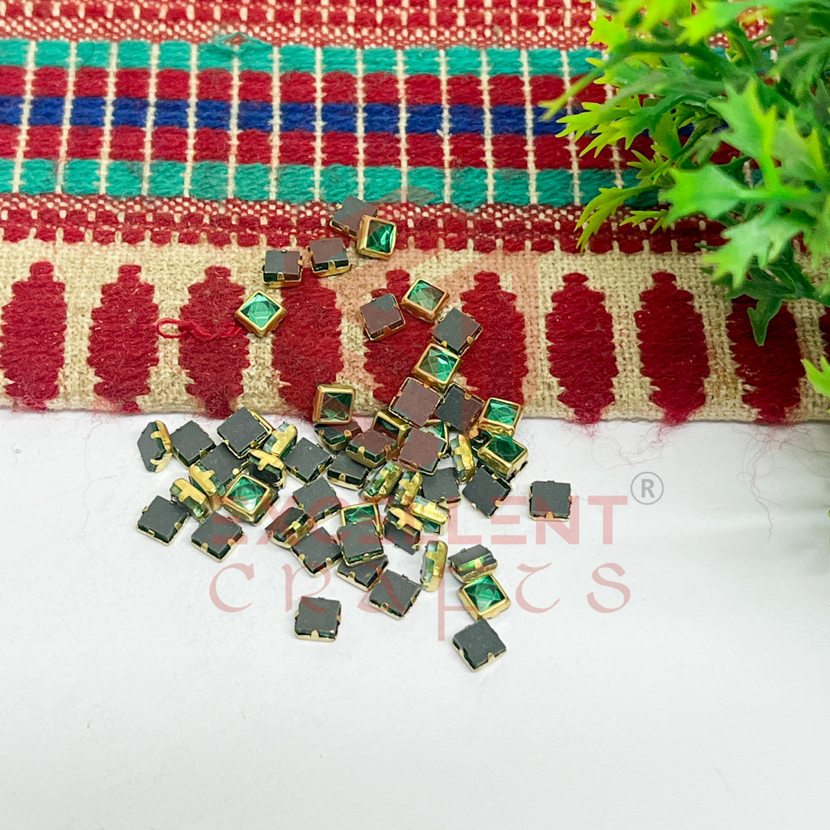 4x4mm Square Shape Glass Kundan Stones-100 Pcs