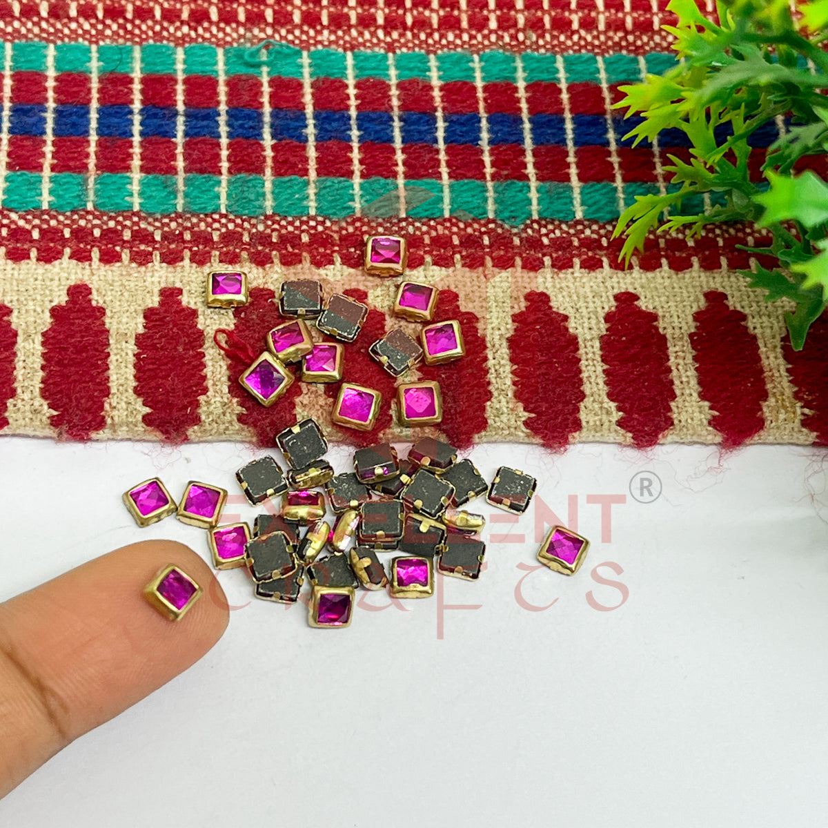 4x4mm Square Shape Glass Kundan Stones-100 Pcs