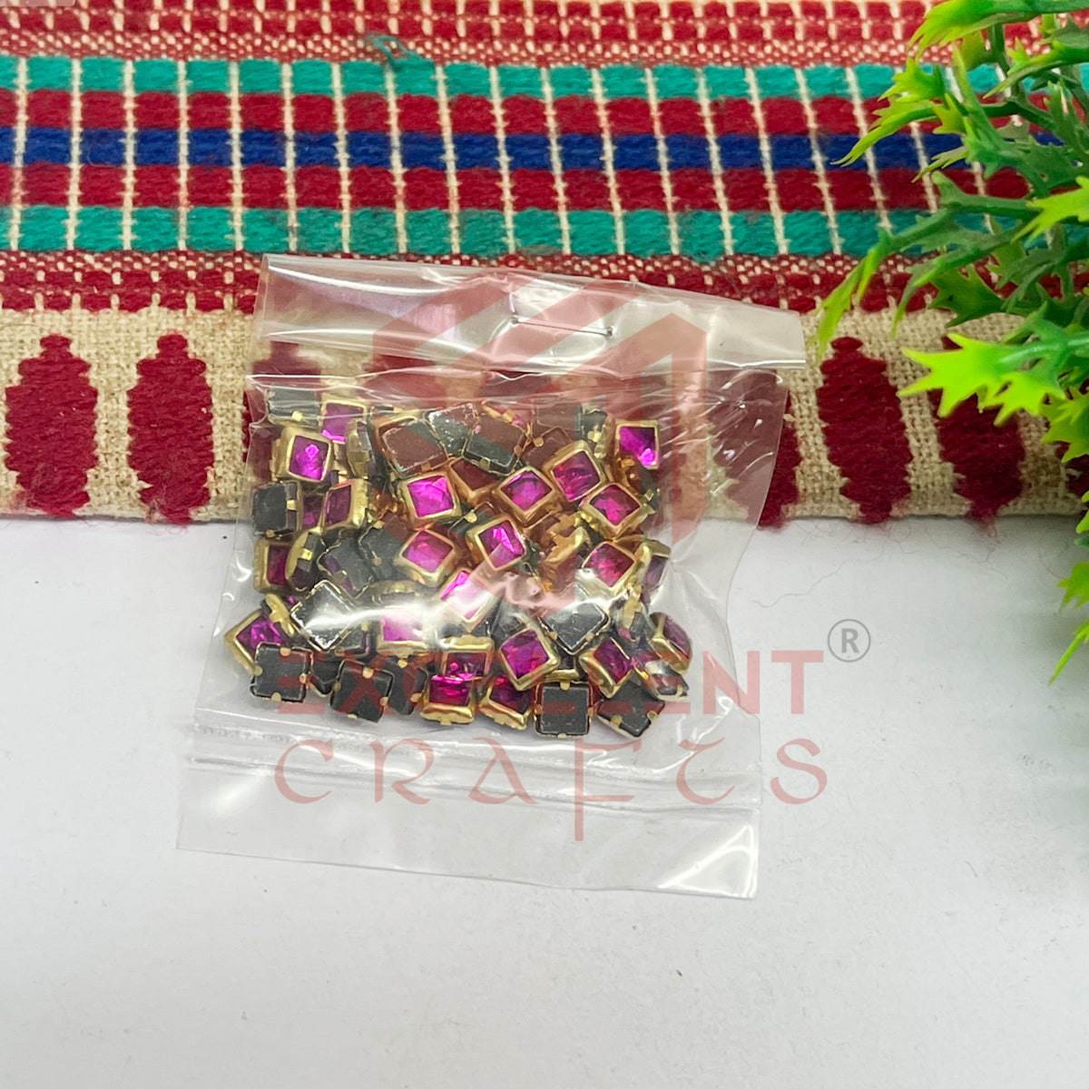 4x4mm Square Shape Glass Kundan Stones-100 Pcs