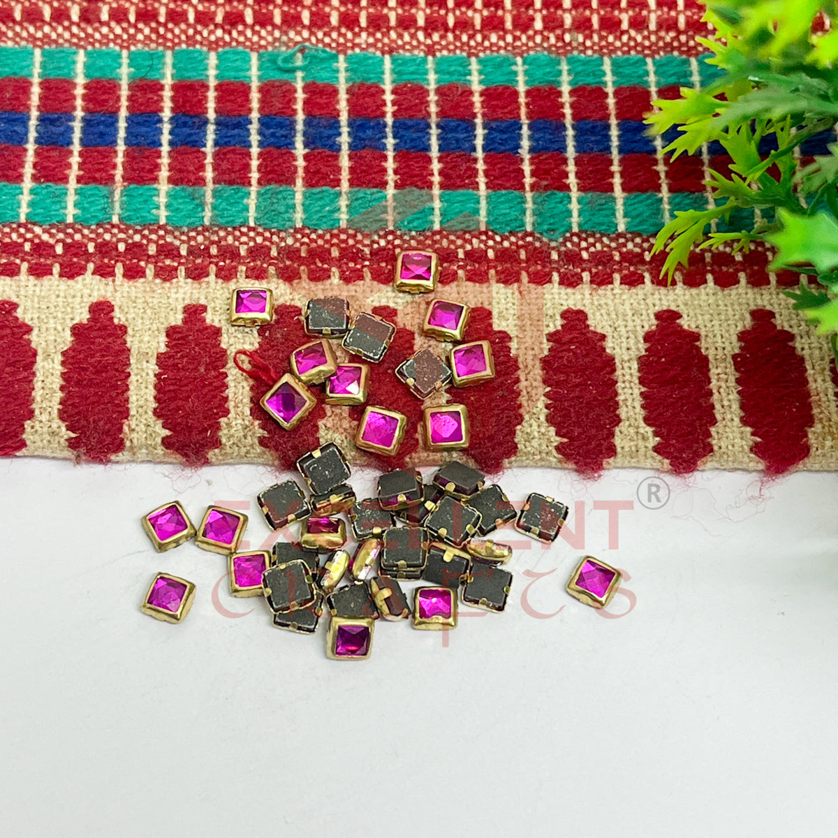 4x4mm Square Shape Glass Kundan Stones-100 Pcs