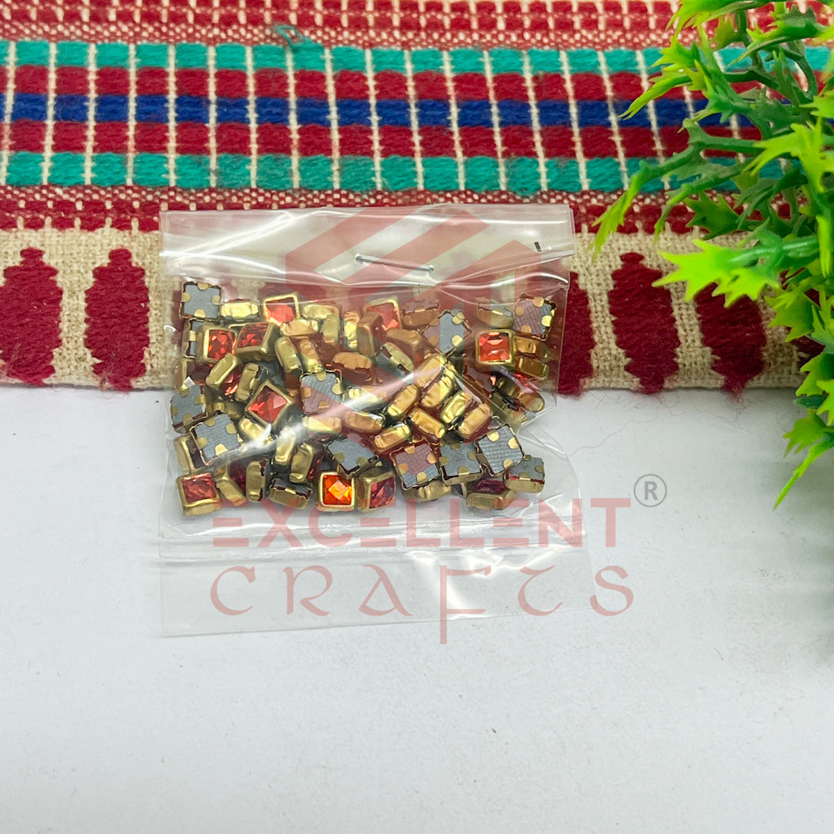 4x4mm Square Shape Glass Kundan Stones-100 Pcs