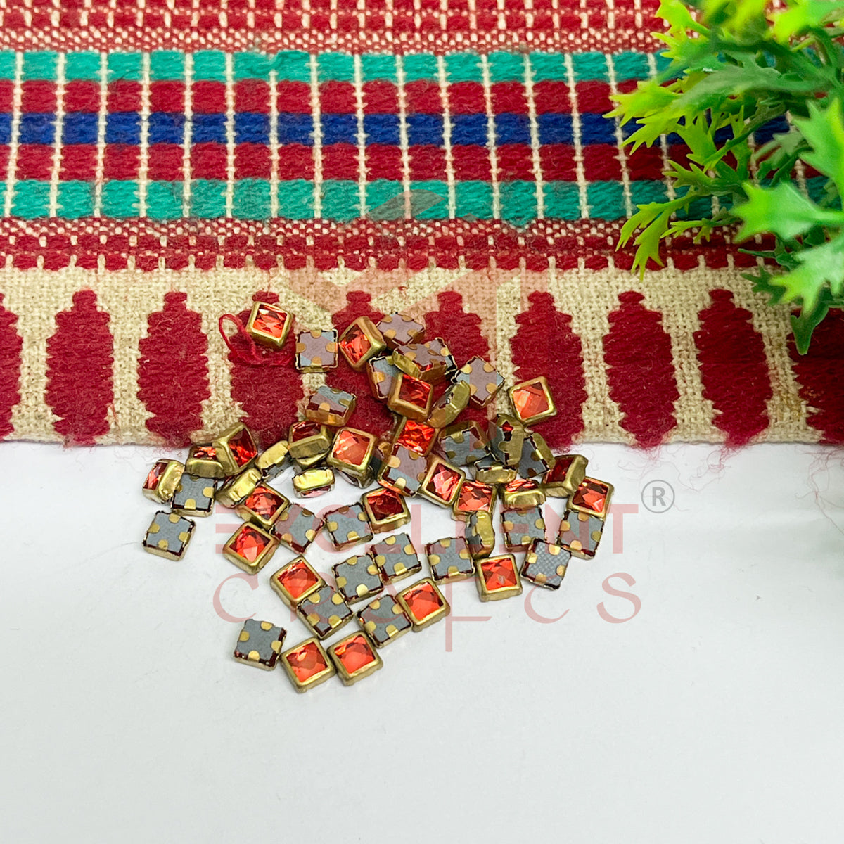 4x4mm Square Shape Glass Kundan Stones-100 Pcs