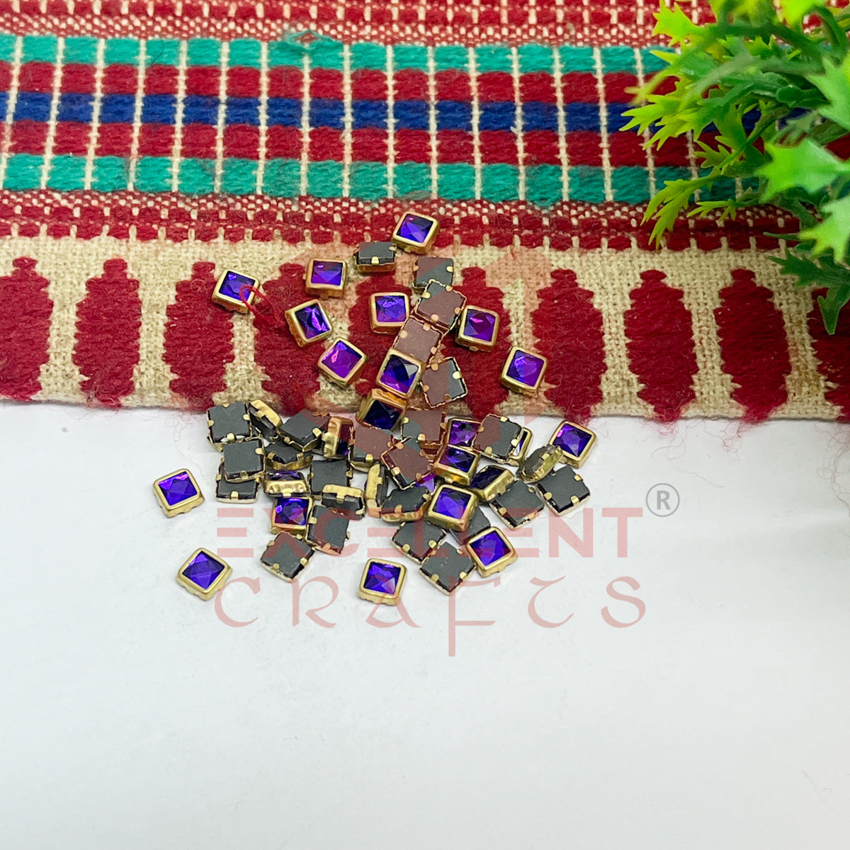 4x4mm Square Shape Glass Kundan Stones-100 Pcs