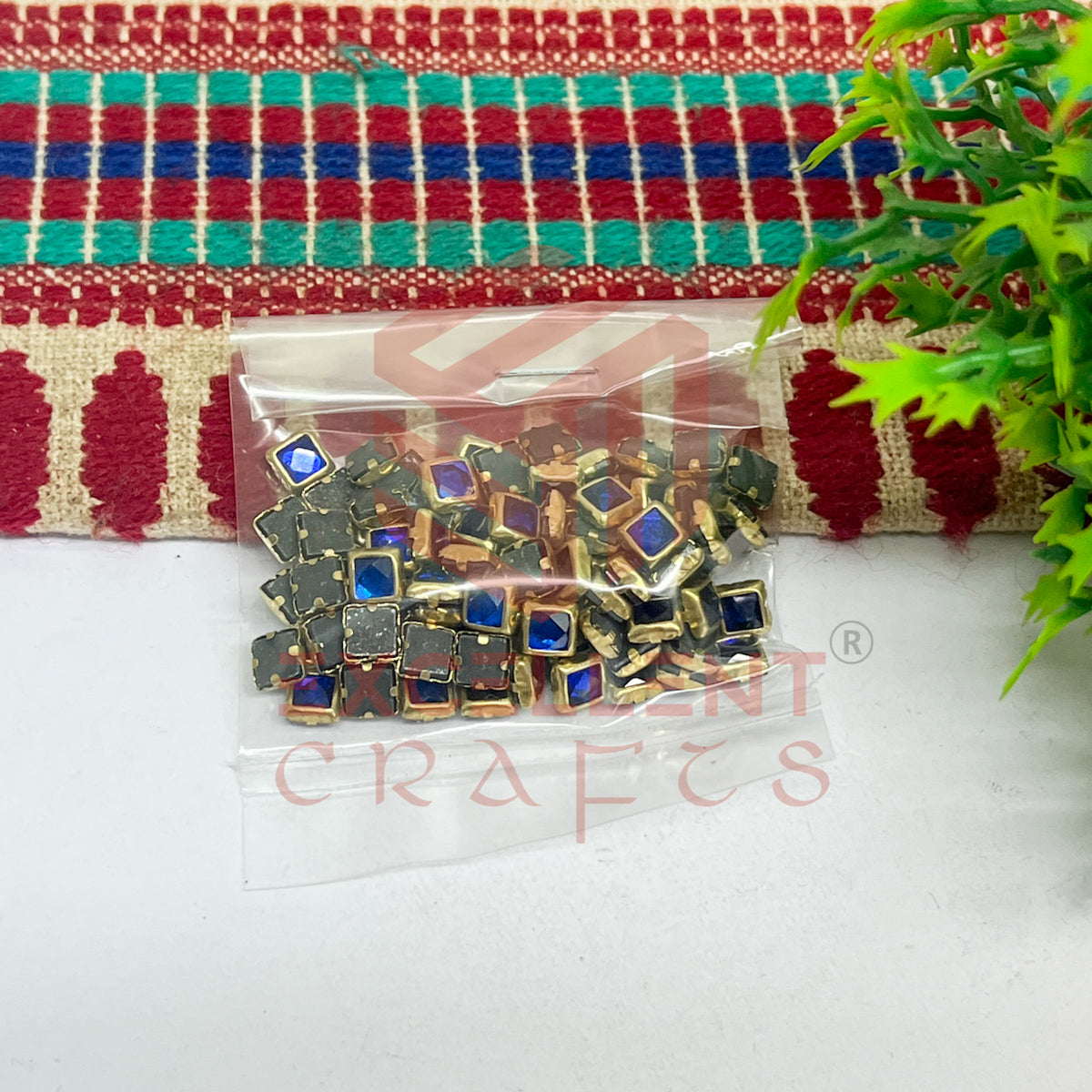 4x4mm Square Shape Glass Kundan Stones-100 Pcs