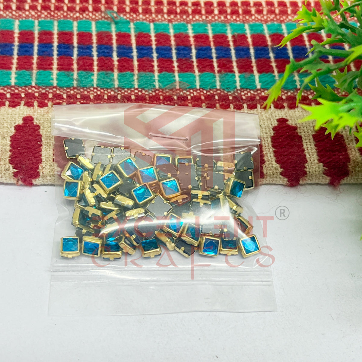 4x4mm Square Shape Glass Kundan Stones-100 Pcs