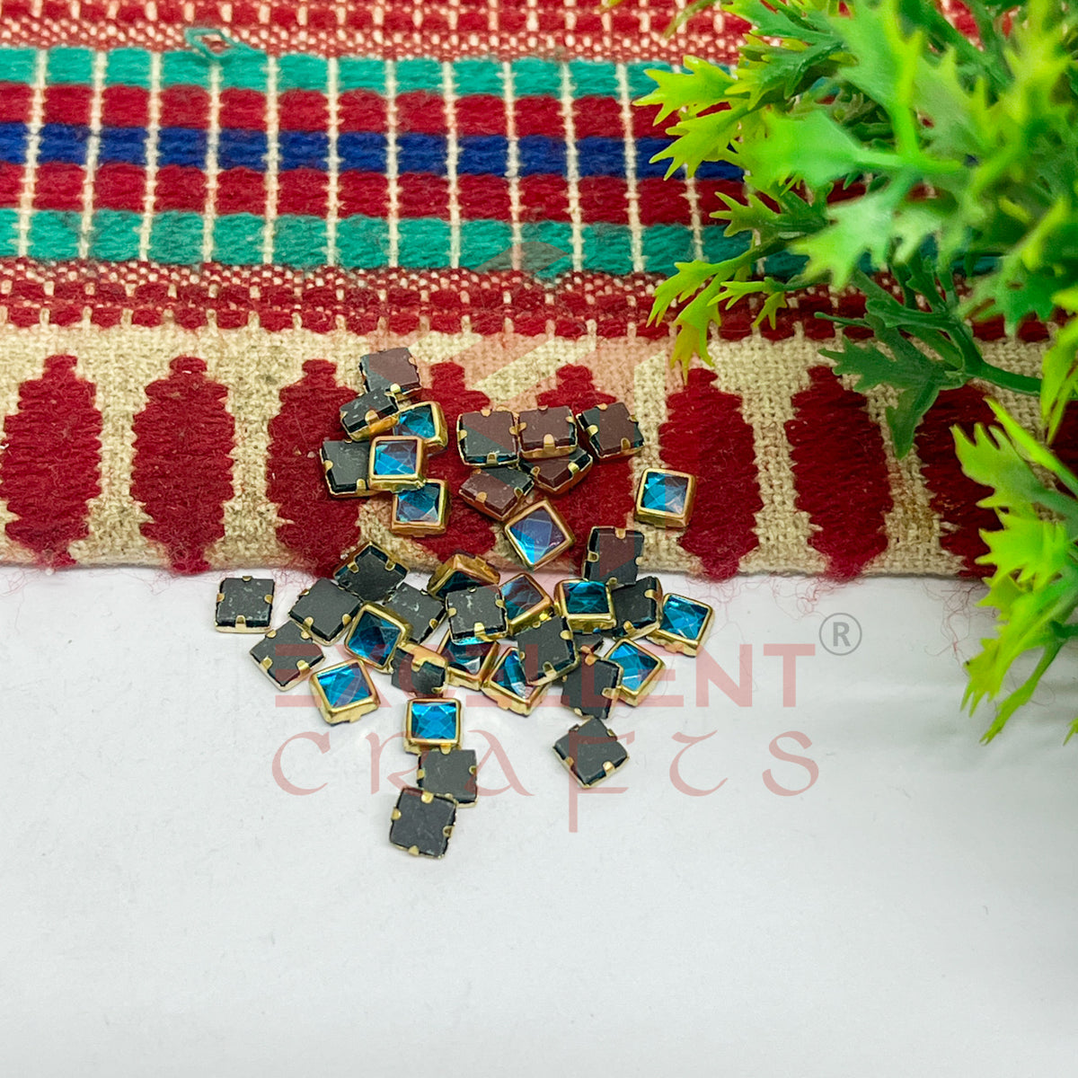 4x4mm Square Shape Glass Kundan Stones-100 Pcs