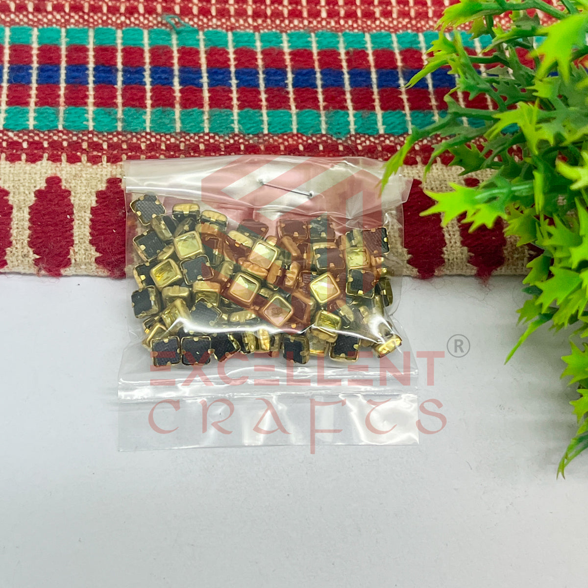4x4mm Square Shape Glass Kundan Stones-100 Pcs