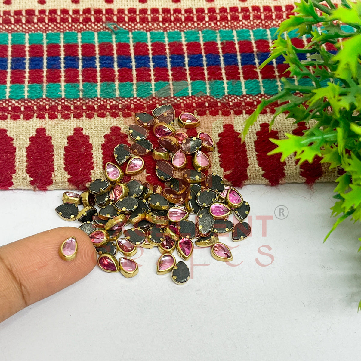 4x6mm Drop Shape Glass Kundan Stones-100 Pcs