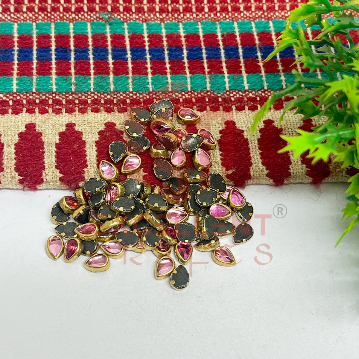 4x6mm Drop Shape Glass Kundan Stones-100 Pcs