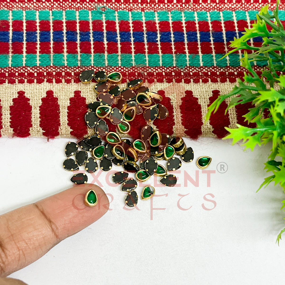 4x6mm Drop Shape Glass Kundan Stones-100 Pcs