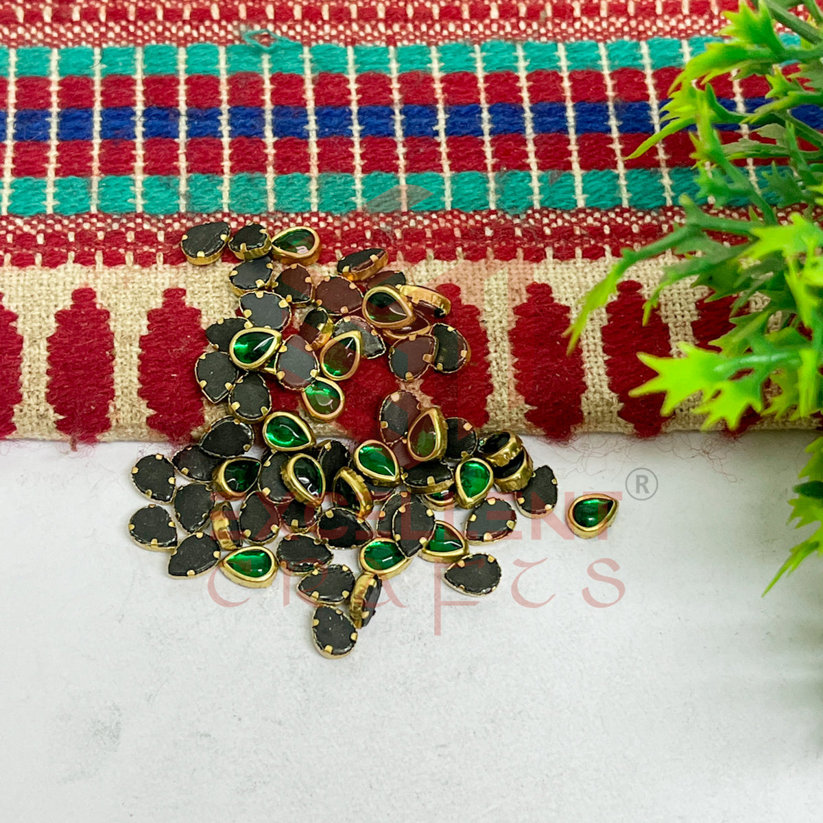 4x6mm Drop Shape Glass Kundan Stones-100 Pcs