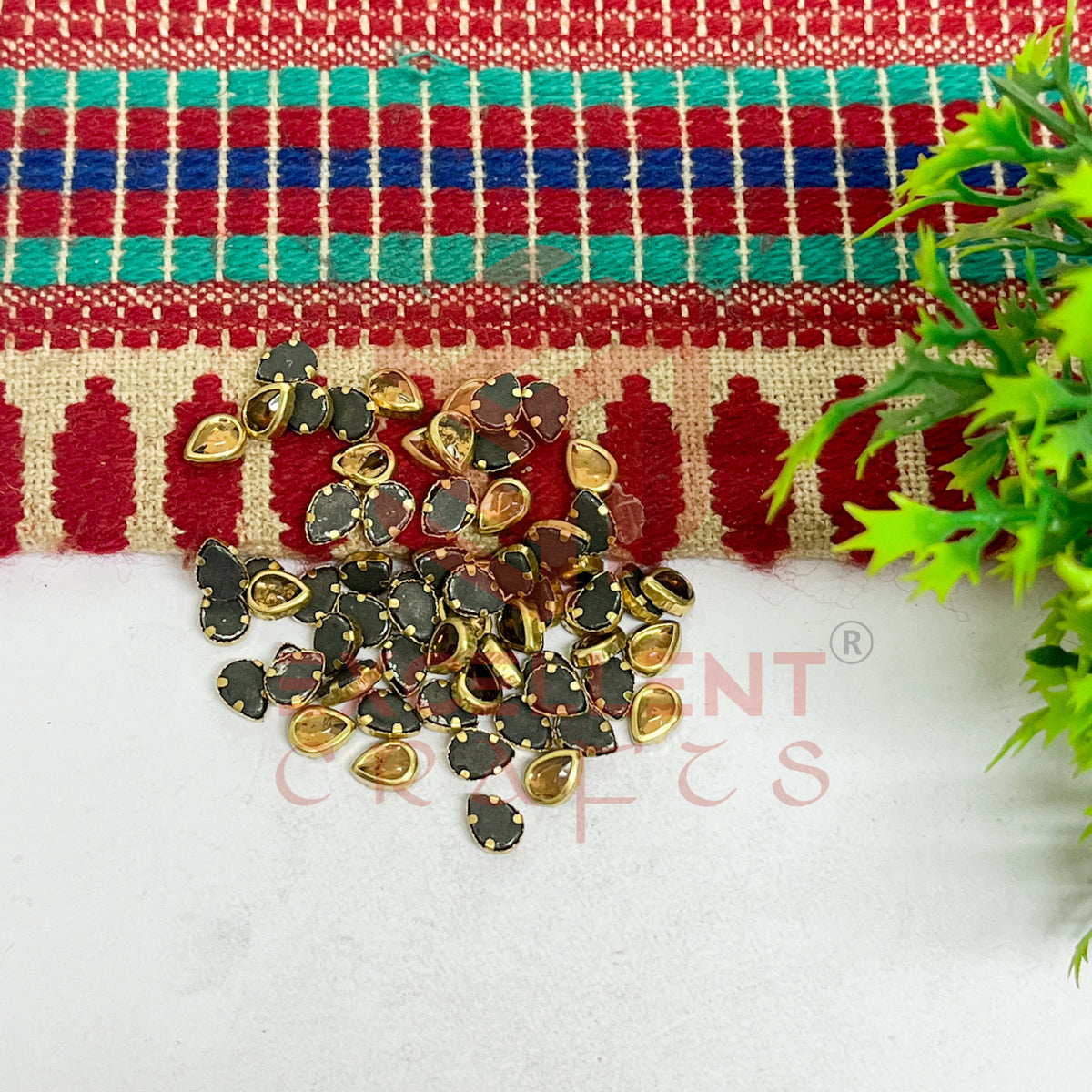 4x6mm Drop Shape Glass Kundan Stones-100 Pcs