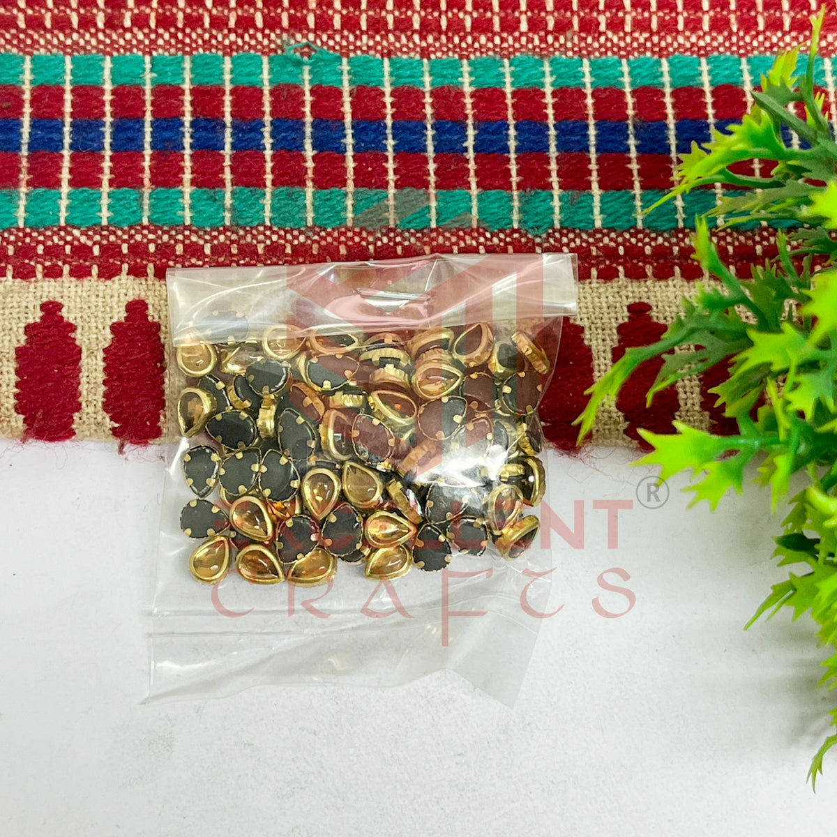 4x6mm Drop Shape Glass Kundan Stones-100 Pcs