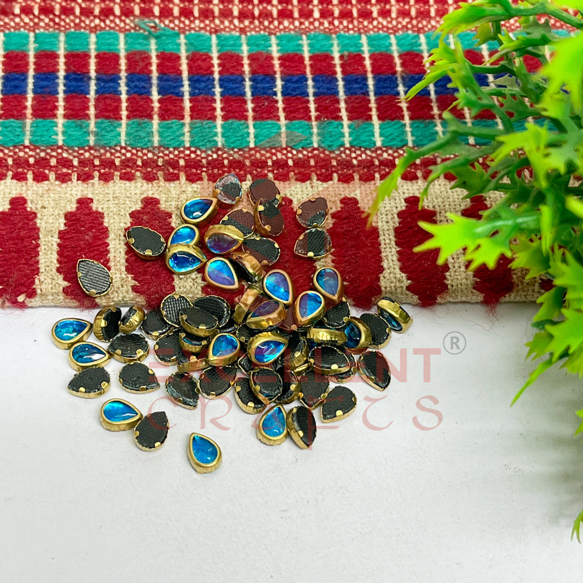 4x6mm Drop Shape Glass Kundan Stones-100 Pcs