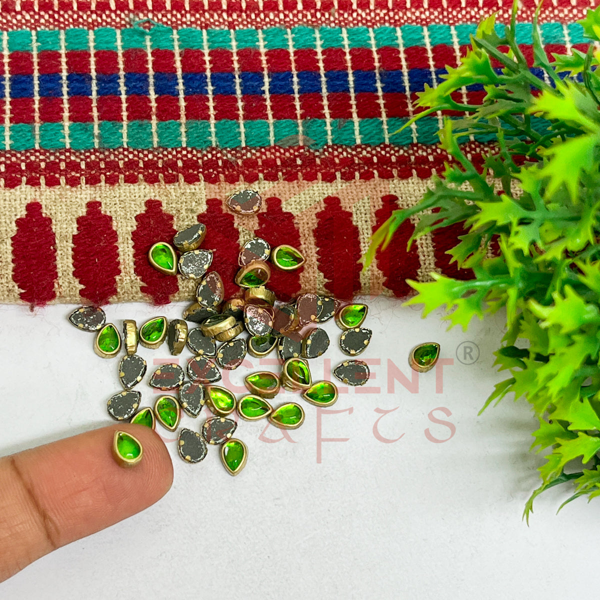 4x6mm Drop Shape Glass Kundan Stones-100 Pcs