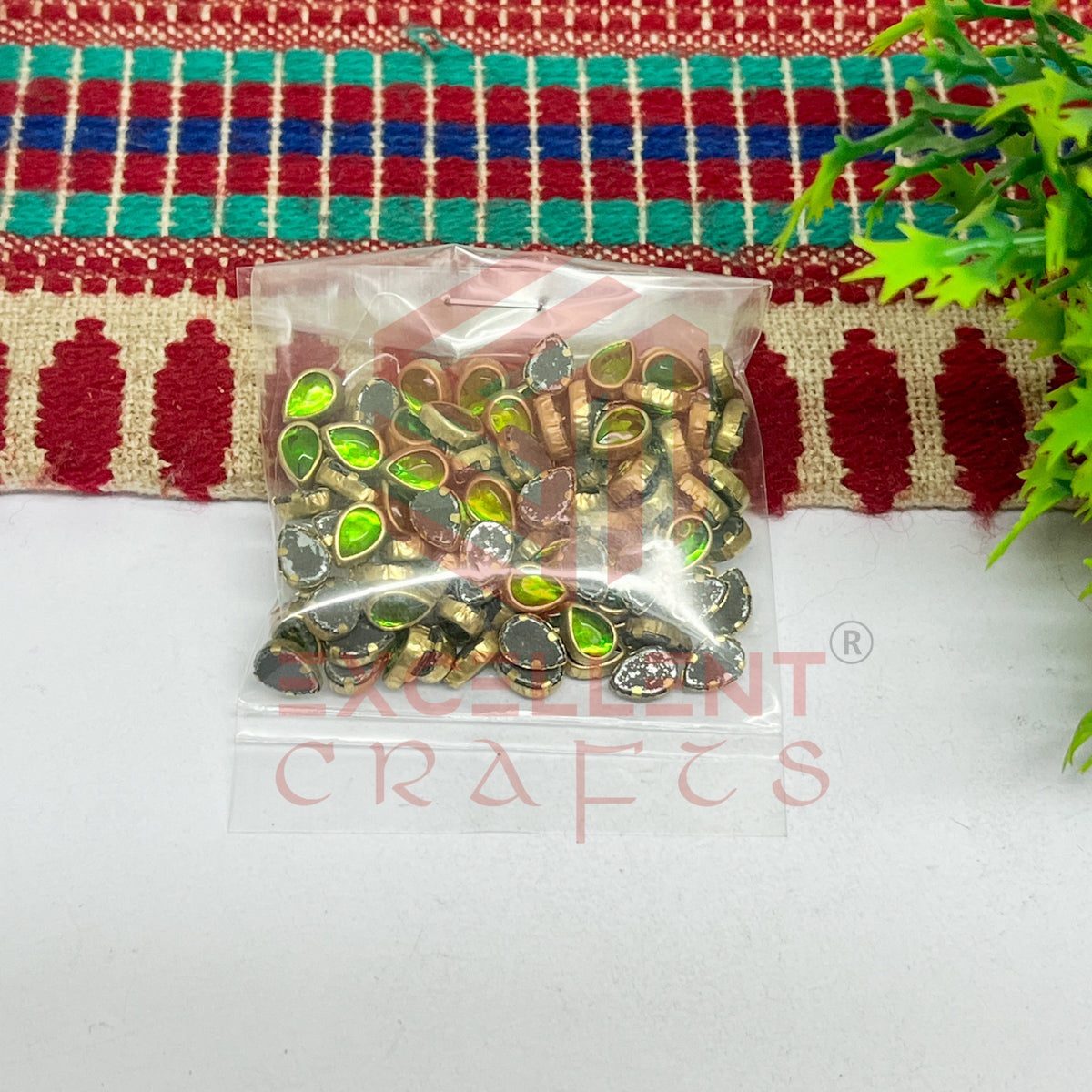 4x6mm Drop Shape Glass Kundan Stones-100 Pcs