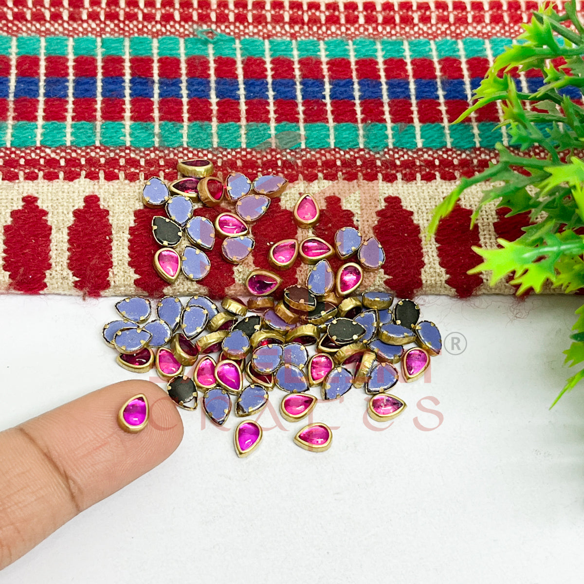 4x6mm Drop Shape Glass Kundan Stones-100 Pcs