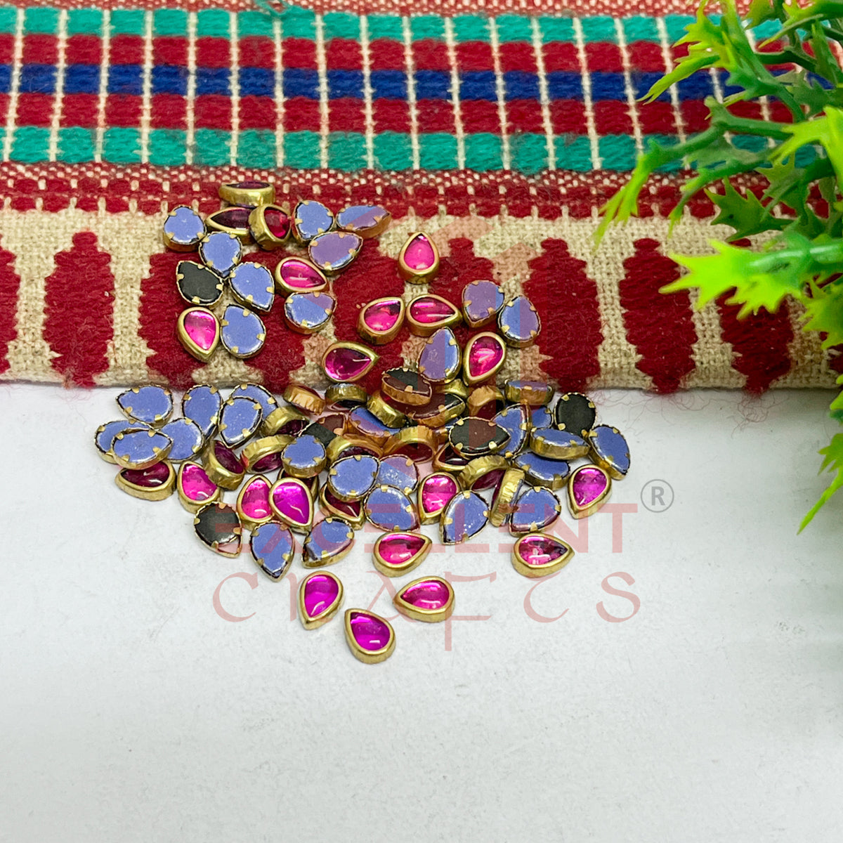 4x6mm Drop Shape Glass Kundan Stones-100 Pcs