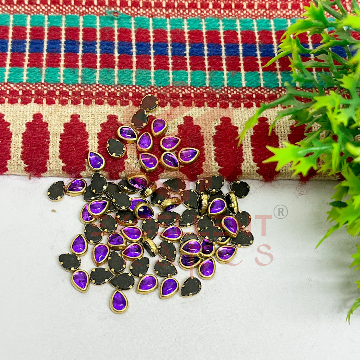 4x6mm Drop Shape Glass Kundan Stones-100 Pcs