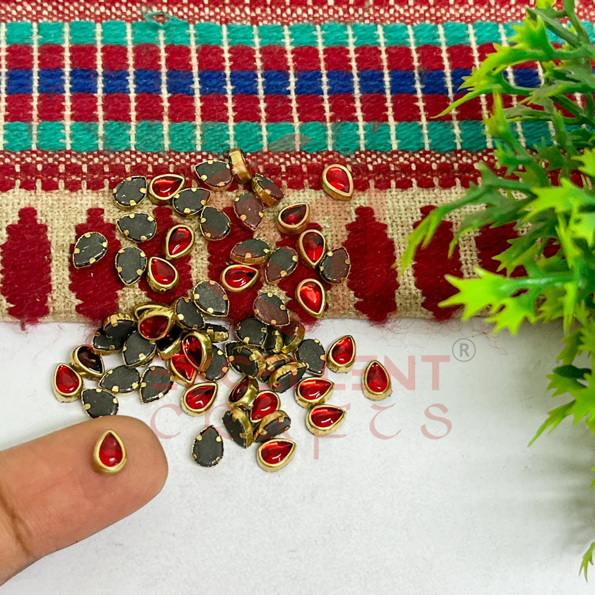 4x6mm Drop Shape Glass Kundan Stones-100 Pcs