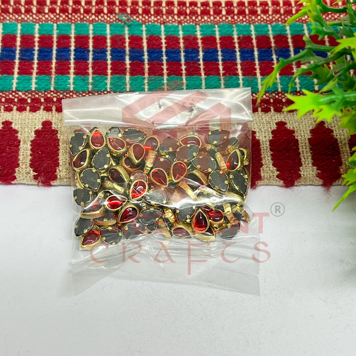 4x6mm Drop Shape Glass Kundan Stones-100 Pcs