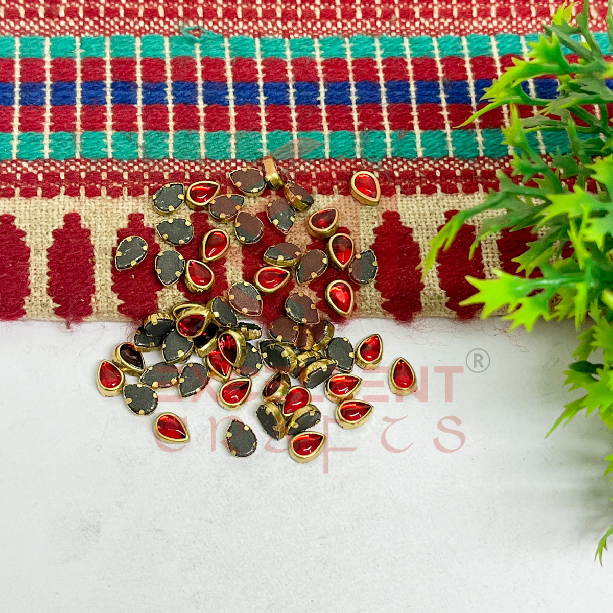 4x6mm Drop Shape Glass Kundan Stones-100 Pcs
