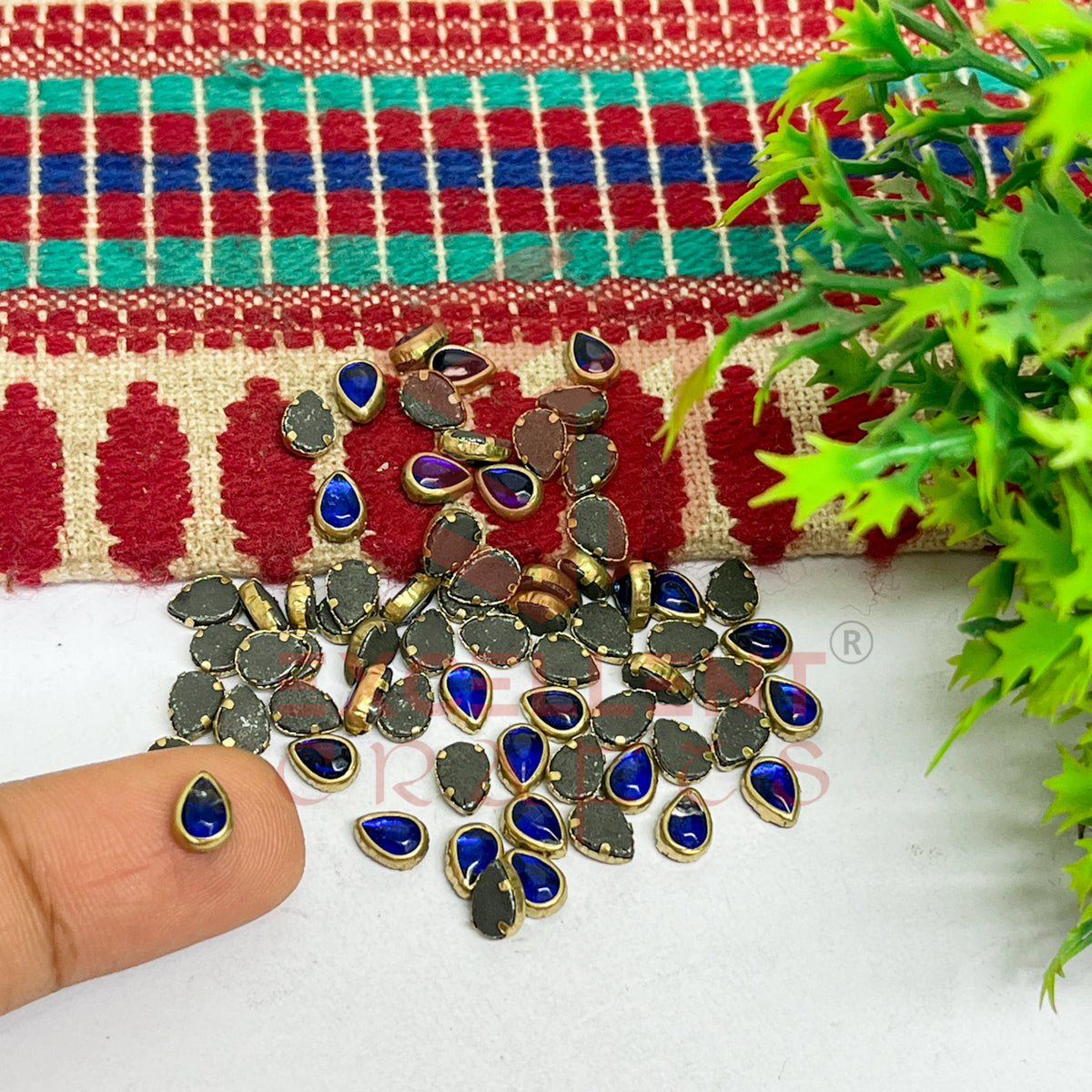 4x6mm Drop Shape Glass Kundan Stones-100 Pcs