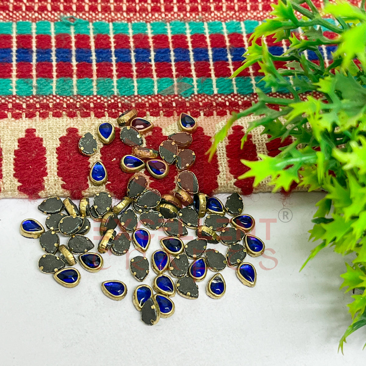 4x6mm Drop Shape Glass Kundan Stones-100 Pcs