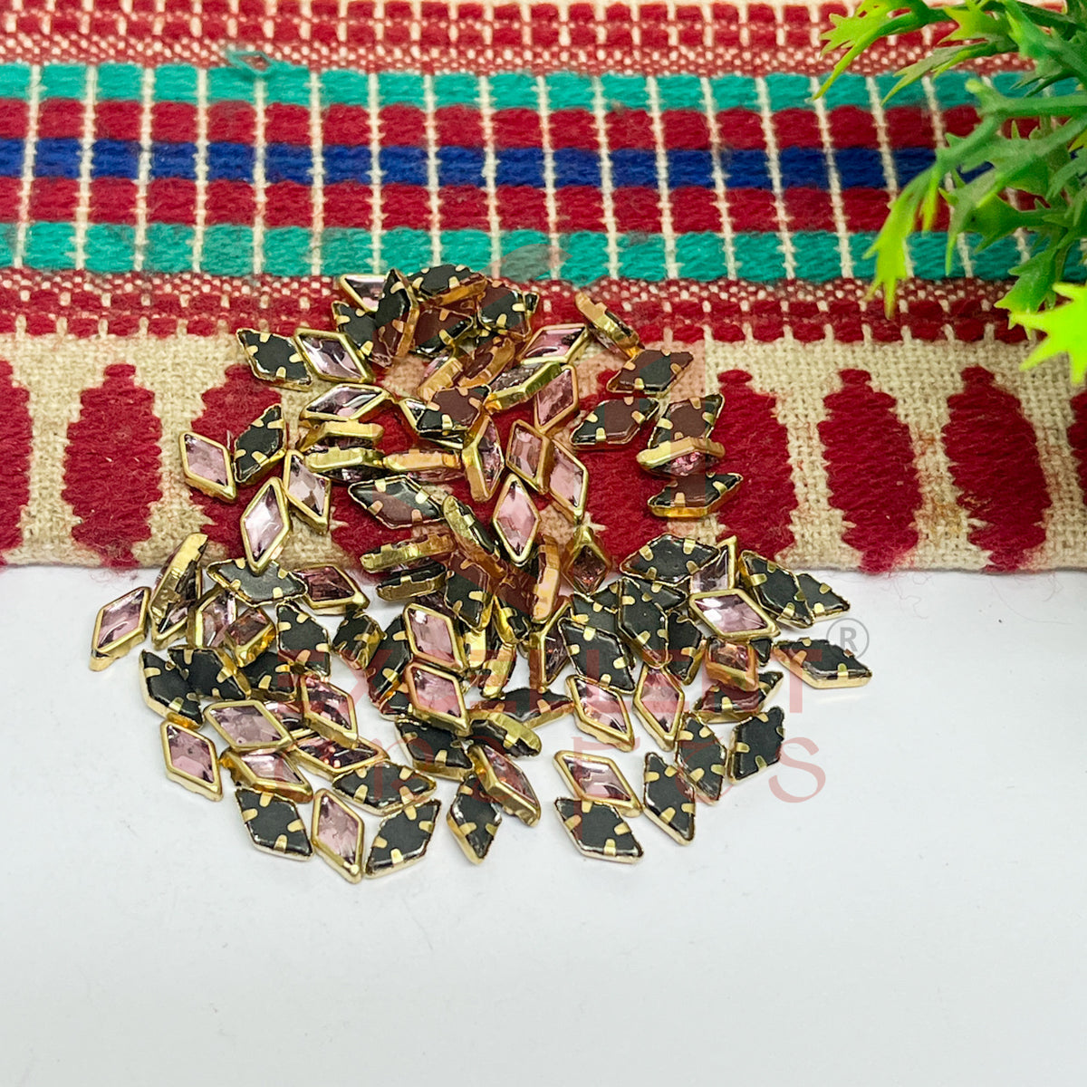 4x8mm Diamond Shape Glass Kundan Stones-100 Pcs