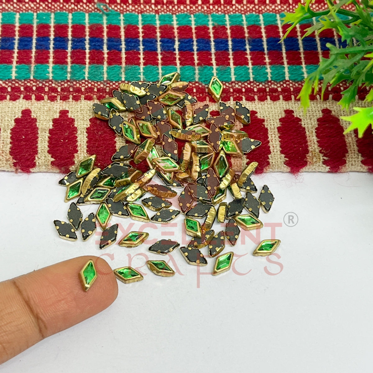 4x8mm Diamond Shape Glass Kundan Stones-100 Pcs
