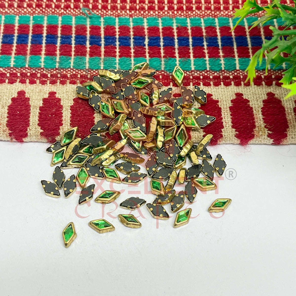 4x8mm Diamond Shape Glass Kundan Stones-100 Pcs